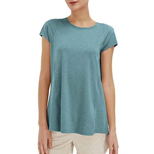 SPECIALMAGIC Frauen V-Ausschnitt-T-Shirt schnell trockenes Fitness-Top, Damen Yoga Top Lose Fit Kurzarm-Training T-Shirt Türkis 3XL von SPECIALMAGIC