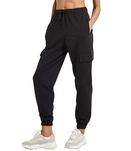 SPECIALMAGIC Jogginghose Damen Baumwolle Loose Cargo Yogahose lang Sporthose mit Taschen Freizeithosen Traininghose Sweathose Schwarz S von SPECIALMAGIC