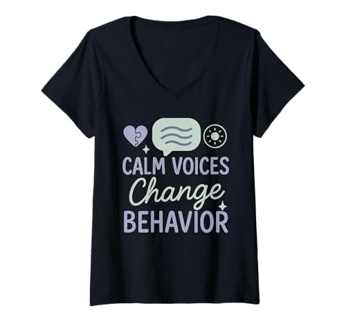Damen Special Education Teacher Inclusion Classroom IEP Autismus T-Shirt mit V-Ausschnitt von SPED Teacher Humor Paraeducator Behavior Gift