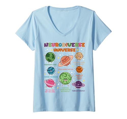 Damen Neurodivergent Planet Space Lover Kleinkind Schule Pre-K T-Shirt mit V-Ausschnitt von SPED Teacher Toddler Appreciation Gifts