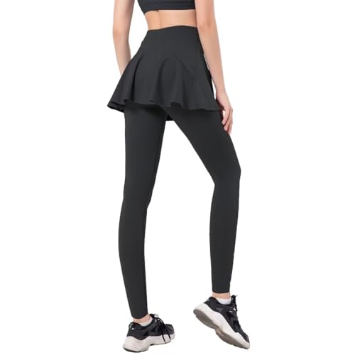 SPEED MATE Damen Tennis Rock Leggings mit Taschen Athletic Faltenröcke mit Leggings Workout Active Golf Skort, Schwarz, Klein von SPEED MATE