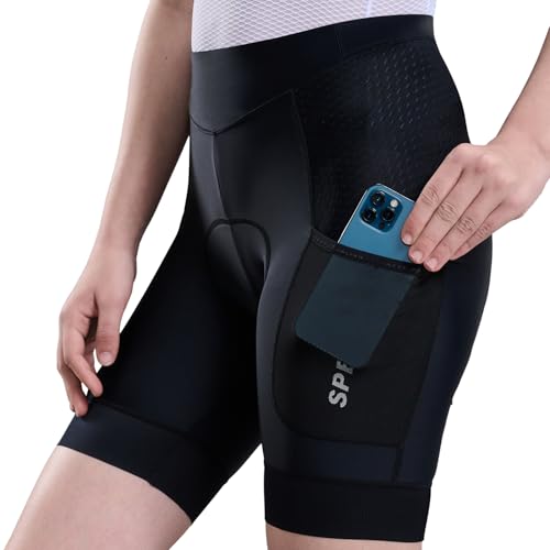 SPEEDCYC Fahrradhose Damen 4D Gepolstert Damen Radhose 2 Taschen Atmungsaktiv Mit Rutschhemmendem Beingreifer UPF 50+ von SPEEDCYC