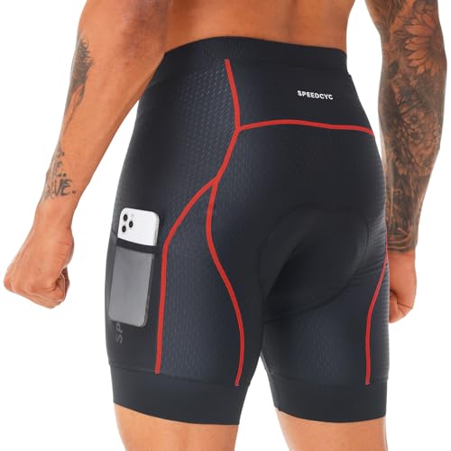 SPEEDCYC Herren Radunterhose Herren Radfahren Unterwäsche 4D Gepolstert Fahrradhose 2 Taschen Atmungsaktiv Fahrrad Unterwäsche Short mit Rutschhemmendem Beingreifer von SPEEDCYC
