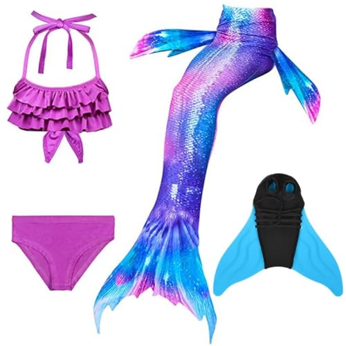 SPEEDEVE Mädchen Meerjungfrauenflosse mit Monoflosse Meerjungfrau Flosse für Schwimmen,L-M1,140 von SPEEDEVE