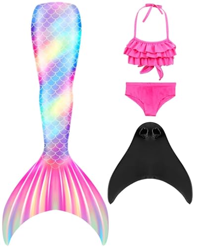 SPEEDEVE Mädchen Meerjungfrauenschwanz Meerjungfrau Flosse Bikini Set,HEI-m1,150 von SPEEDEVE