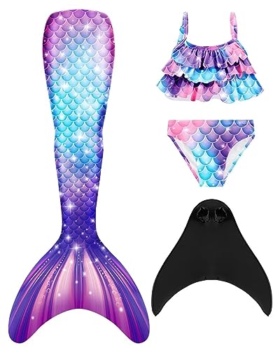 SPEEDEVE Mädchen Meerjungfrauenschwanz Meerjungfrau Flosse Bikini Set,Hei-g574,140 von SPEEDEVE
