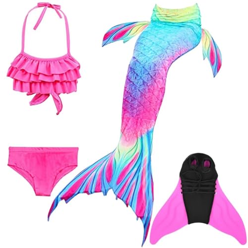 SPEEDEVE Mädchen Meerjungfrauenschwanz Zum Schwimmen Bikini Set,Fen-m9,110 von SPEEDEVE