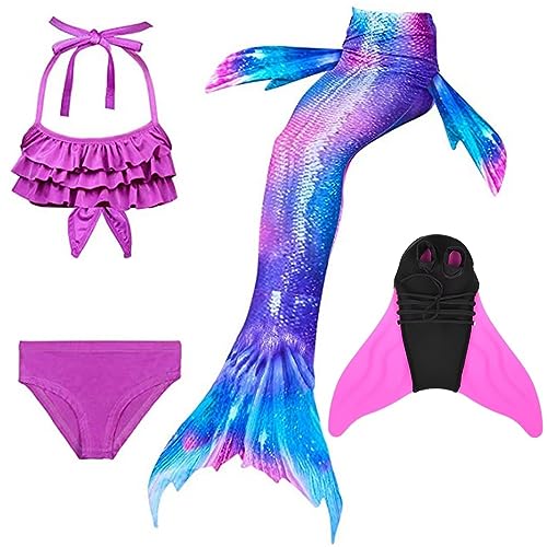SPEEDEVE Mädchen Meerjungfrauenschwanz Zum Schwimmen mit Bikini Set und Monoflosse von SPEEDEVE
