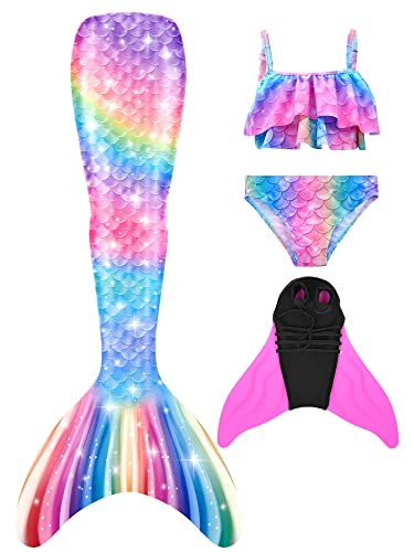 SPEEDEVE Mädchen Meerjungfrauenschwanz Zum Schwimmen mit Bikini Set und Monoflosse von SPEEDEVE