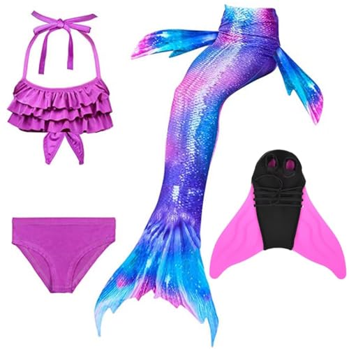 SPEEDEVE Mädchen Meerjungfrauenschwanz mit Bikini Set und Monoflosse,F-G574,120 von SPEEDEVE