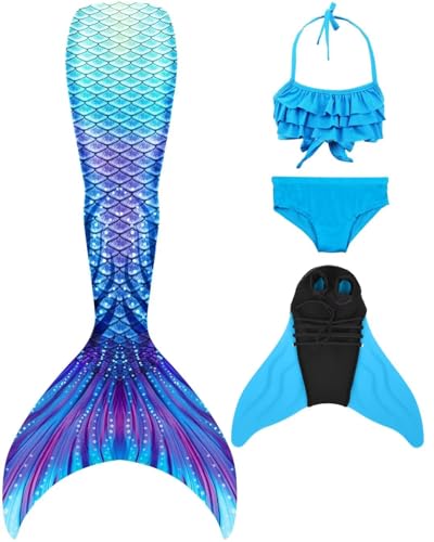 SPEEDEVE Meerjungfrauenschwanz zum Schwimmen Mädchen Meerjungfrau Flosse mit Bikini Set von SPEEDEVE