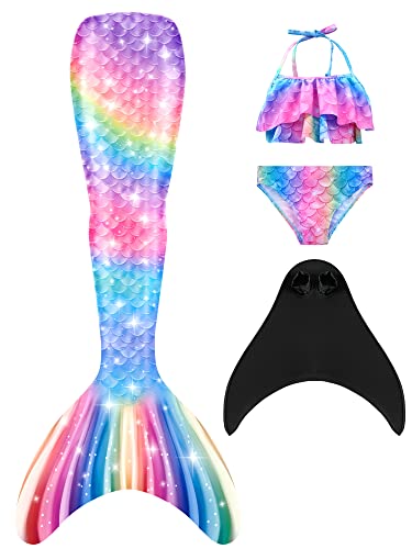 SPEEDEVE Meerjungfrauenschwanz Badeanzug mädchen Mermaid Tail mit Monoflosse,L-JCKA26,110 von SPEEDEVE