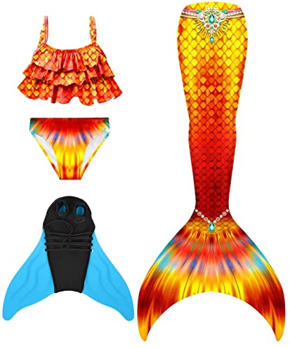 SPEEDEVE Meerjungfrauenschwanz Badeanzug mädchen Mermaid Tail mit Monoflosse,LAN-r4,150 von SPEEDEVE