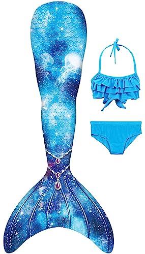 SPEEDEVE Meerjungfrauenschwanz Mädchen 3pcs Bikini Set,ohne Monoflosse,Jcka15,110 von SPEEDEVE