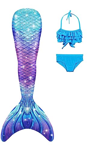 SPEEDEVE Meerjungfrauenschwanz Mädchen 3pcs Bikini Set,ohne Monoflosse,NO fin-r1,130 von SPEEDEVE