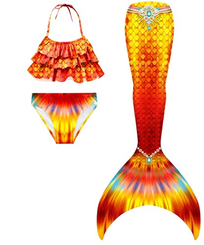 SPEEDEVE Meerjungfrauenschwanz Mädchen 3pcs Bikini Set,ohne Monoflosse,No fin-j26,140 von SPEEDEVE