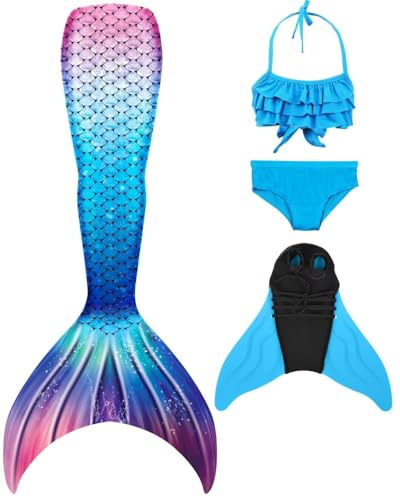 SPEEDEVE Meerjungfrauenschwanz zum Schwimmen Mädchen Meerjungfrau Flosse mit Bikini Set von SPEEDEVE