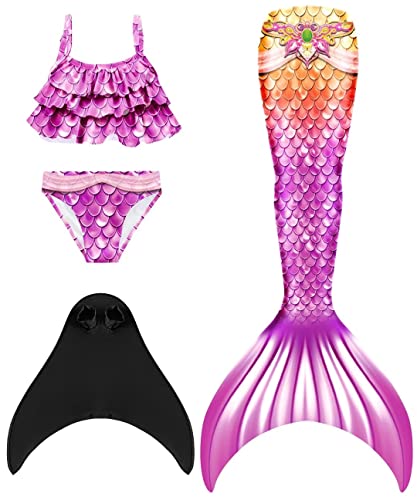 SPEEDEVE Meerjungfrauenschwanz zum Schwimmen Mädchen Meerjungfrau Flosse mit Bikini Set,M4,120 von SPEEDEVE