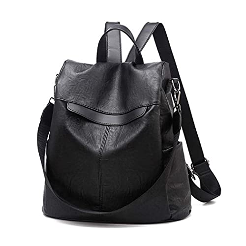 SPEEDEVE Rucksack Damen PU Leder Umhängetasche Freizeit Schultertasche,2-B0298-schwarz von SPEEDEVE