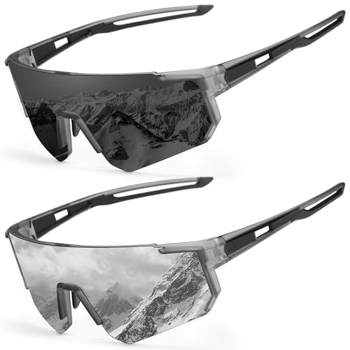 SPEEDHYUN Polarisierte Fahrradsonnenbrille UV400 Schutz Radsport-Brillen Herren Damen Mountainbiken Bergsteigen Sportbrille 2er Set von SPEEDHYUN