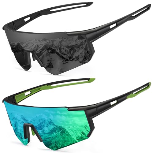 SPEEDHYUN Polarisierte Fahrradsonnenbrille UV400 Schutz Radsport-Brillen Herren Damen Mountainbiken Bergsteigen Sportbrille 2er Set von SPEEDHYUN