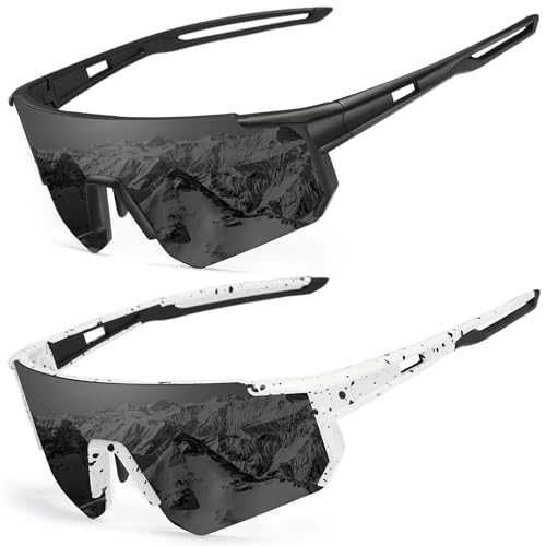 SPEEDHYUN Polarisierte Fahrradsonnenbrille UV400 Schutz Radsport-Brillen Herren Damen Mountainbiken Bergsteigen Sportbrille 2er Set von SPEEDHYUN
