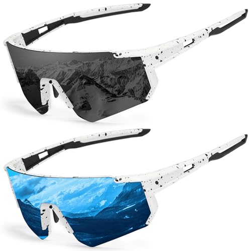 SPEEDHYUN Polarisierte Fahrradsonnenbrille UV400 Schutz Radsport-Brillen Herren Damen Mountainbiken Bergsteigen Sportbrille 2er Set von SPEEDHYUN