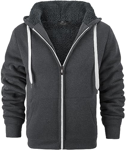 SPEEDRUN Sweatjacke Herren mit Kapuze Gefütterte Fleecejack Männer Kapuzenpullover für Herren Fell Hoodie dick mit Reißverschluss Taschen Warm Casual Outdoor Winter von SPEEDRUN