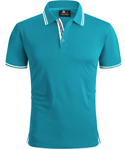 SPEEDRUN Poloshirt Herren Sommer Polohemd Schnelltrocknend Atmungsaktives Kurzarm Hemd fit Hemd Herren Kurzarm Outdoor T-Shirt Blaugrün XL von SPEEDRUN