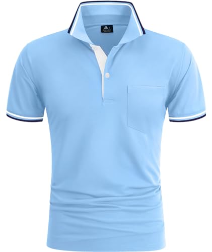 SPEEDRUN Poloshirt Herren Sommer Polohemd Schnelltrocknend Atmungsaktives Poloshirts mit Brusttasche Outdoor Golf Tennis Casual Kurzarm Hemd T-Shirt von SPEEDRUN