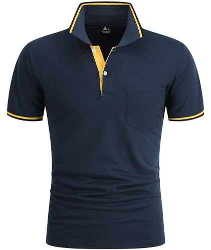 SPEEDRUN Poloshirt Herren Sommer Polohemd Schnelltrocknend Atmungsaktives Poloshirts mit Brusttasche Outdoor Golf Tennis Casual Kurzarm Hemd T-Shirt von SPEEDRUN