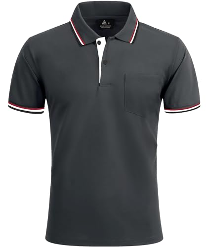 SPEEDRUN Poloshirt Herren Sommer Polohemd Schnelltrocknend Atmungsaktives Poloshirts mit Brusttasche Outdoor Golf Tennis Casual Kurzarm Hemd T-Shirt von SPEEDRUN