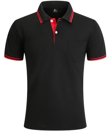 SPEEDRUN Poloshirt Herren Sommer Polohemd Schnelltrocknend Atmungsaktives Poloshirts mit Brusttasche Outdoor Golf Tennis Casual Kurzarm Hemd T-Shirt von SPEEDRUN