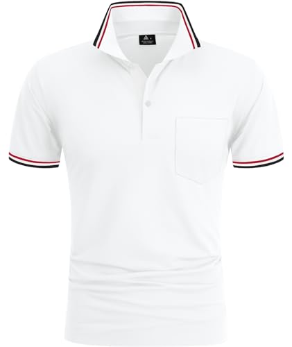 SPEEDRUN Poloshirt Herren Sommer Polohemd Schnelltrocknend Atmungsaktives Poloshirts mit Brusttasche Outdoor Golf Tennis Casual Kurzarm Hemd T-Shirt von SPEEDRUN