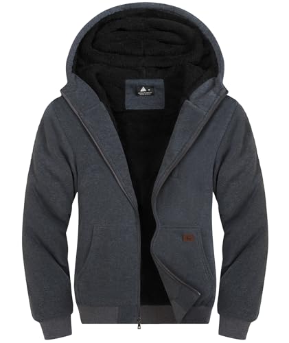 SPEEDRUN Sweatjacke Herren mit Kapuze Gefütterte Fleecejack Männer Kapuzenpullover für Herren Fell Hoodie dick mit Reißverschluss Taschen Warm Casual Outdoor Winter von SPEEDRUN