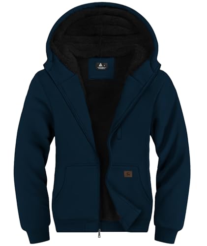 SPEEDRUN Sweatjacke Herren mit Kapuze Gefütterte Fleecejack Männer Kapuzenpullover für Herren Fell Hoodie dick mit Reißverschluss Taschen Warm Casual Outdoor Winter von SPEEDRUN