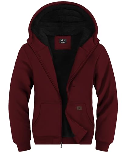 SPEEDRUN Sweatjacke Herren mit Kapuze Gefütterte Fleecejack Männer Kapuzenpullover für Herren Fell Hoodie dick mit Reißverschluss Taschen Warm Casual Outdoor Winter von SPEEDRUN