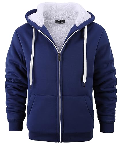 SPEEDRUN Sweatjacke Herren mit Kapuze Gefütterte Fleecejack Männer Kapuzenpullover für Herren Fell Hoodie dick mit Reißverschluss Taschen Warm Casual Outdoor Winter von SPEEDRUN