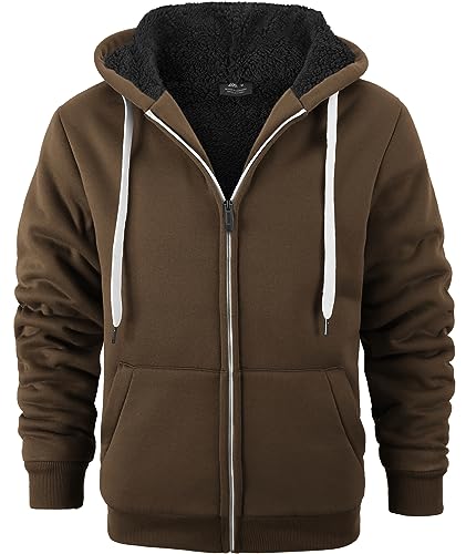 SPEEDRUN Sweatjacke Herren mit Kapuze Gefütterte Fleecejack Männer Kapuzenpullover für Herren Fell Hoodie dick mit Reißverschluss Taschen Warm Casual Outdoor Winter von SPEEDRUN