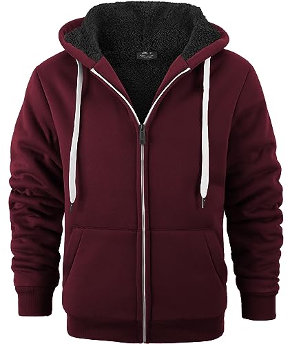 SPEEDRUN Sweatjacke Herren mit Kapuze Gefütterte Fleecejack Männer Kapuzenpullover für Herren Fell Hoodie dick mit Reißverschluss Taschen Warm Casual Outdoor Winter von SPEEDRUN