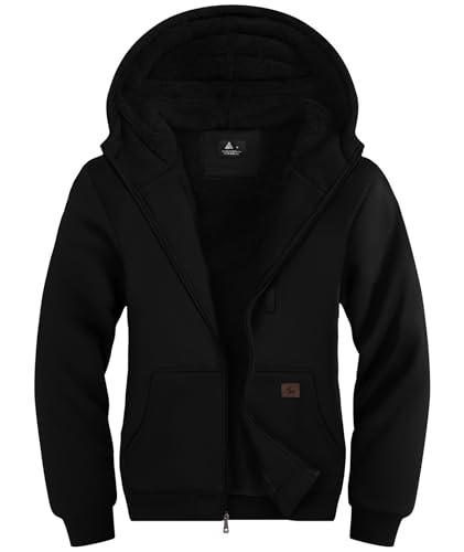 SPEEDRUN Sweatjacke Herren mit Kapuze Gefütterte Fleecejack Männer Kapuzenpullover für Herren Fell Hoodie dick mit Reißverschluss Taschen Warm Casual Outdoor Winter von SPEEDRUN