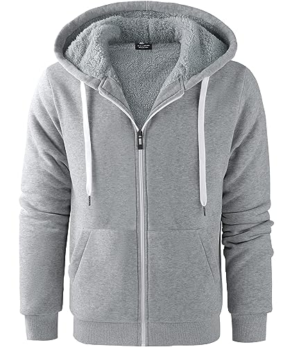 SPEEDRUN Sweatjacke Herren mit Kapuze Gefütterte Fleecejack Männer Kapuzenpullover für Herren Fell Hoodie dick mit Reißverschluss Taschen Warm Casual Outdoor Winter von SPEEDRUN
