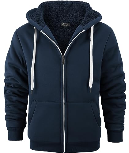 SPEEDRUN Sweatjacke Herren mit Kapuze Gefütterte Fleecejack Männer Kapuzenpullover für Herren Fell Hoodie dick mit Reißverschluss Taschen Warm Casual Outdoor Winter von SPEEDRUN