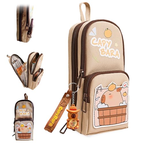 SPERMUOY Capybara Federmäppchen,Capybara Mäppchen mit Schlüsselanhänger,Capybara Federmäppchen Groß, Niedliches Schreibwarenset für Büro, Schule, Studenten, Kinder von SPERMUOY