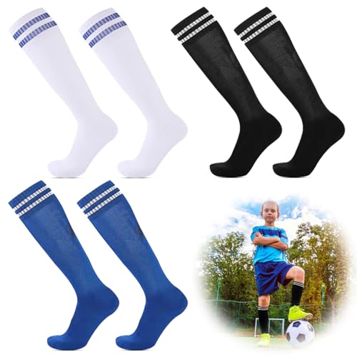 SPERMUOY Kinder Fußballsocken,3 Paar Fußball Socken Lang Kinder Jugend Fußball Socken,Sportsocken Fußball Socken Trainingssocken Fussball Socken für Jungen und Mädchen Fußballtraining, Laufen, Sport von SPERMUOY