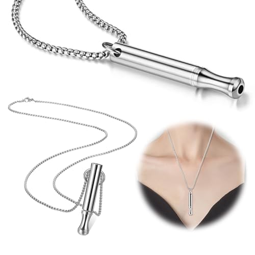 SPERMUOY Rauchentwöhnung Hilfsmitte,Rauchfrei Original Raucherentwöhnung halskette Airise Rauchfrei Kette,Achtsame Atmung Halskette für Herren Damen Meditation Entspannung-Silber von SPERMUOY