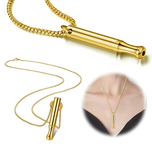 SPERMUOY Hoki halskette gegen angst,Hoki halskette Airise Rauchfrei Kette,Angstlinderung Halskette,Achtsame Atmung Halskette für Herren Damen Meditation Entspannung-Gold von SPERMUOY