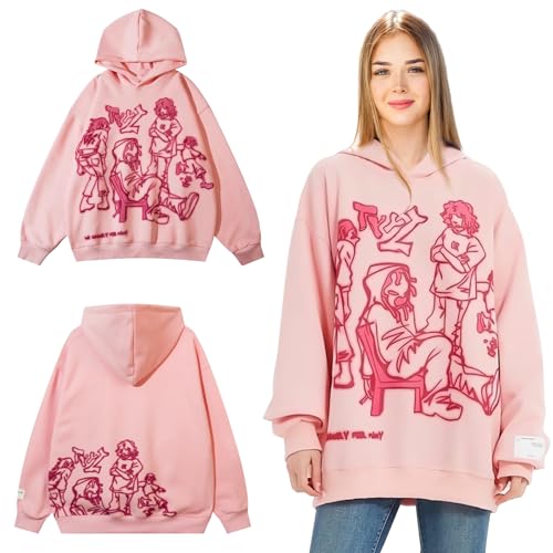 SPERMUOY Damen Y2K Hoodie,Y2k Hoodie pink Pullover y2k Sweatshirt y2k Damen Lässig Hoodie Pullover,Damen Hoodie y2k,y2k-Kapuzenpullover-M von SPERMUOY