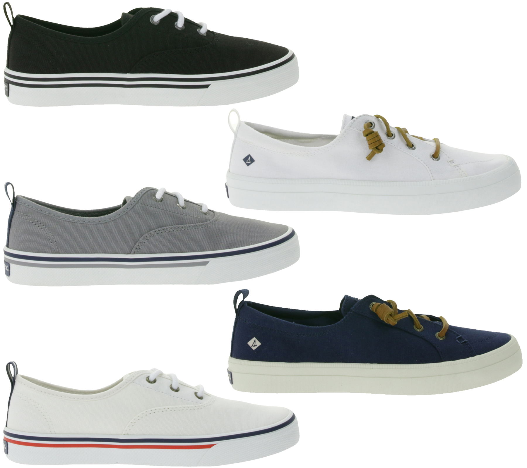 SPERRY Crest CVO oder Vibe Canvas Damen Freizeit-Sneaker mit Memory-Foam Sohle Alltags-Schuhe Schnür-Schuhe Schlupf-Schuhe Weiß, Grau, Schwarz oder Dunkelblau von SPERRY
