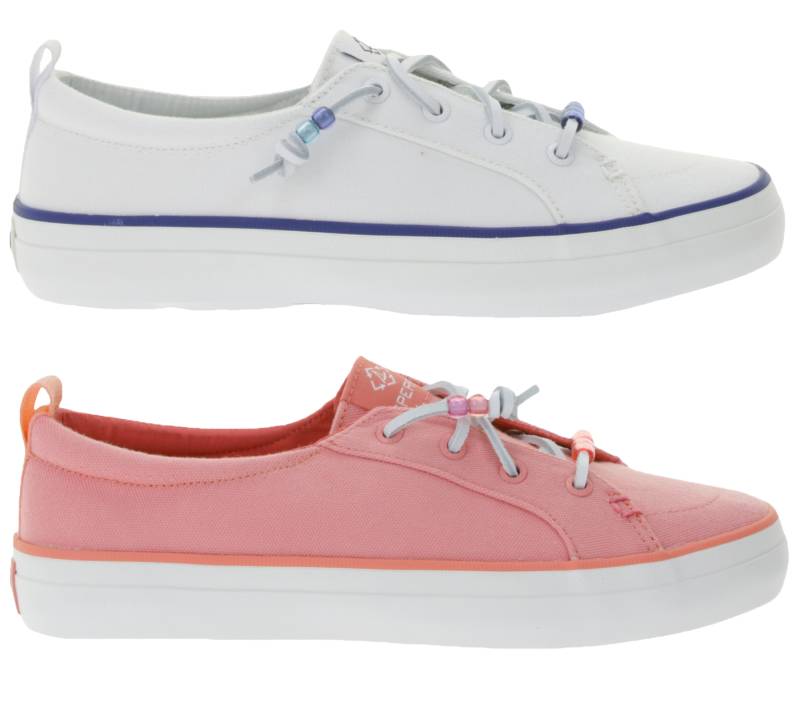 SPERRY Crest Vibe Canvas Damen Freizeit-Sneaker nachhaltige Alltags-Schuhe Schlupf-Schuhe STS884 Flamingo Pink oder Weiß von SPERRY